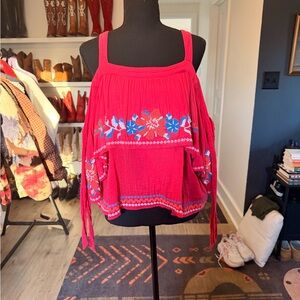 Parker Red and Blue Floral Blouse